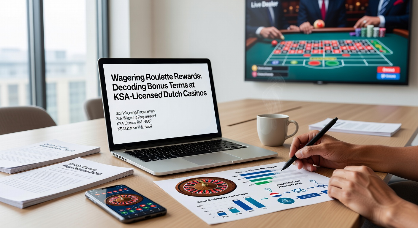 Voorbeeldscherm van bonusvoorwaarden voor roulette bij een KSA-casino, met wagering tabel en live dealer integratie