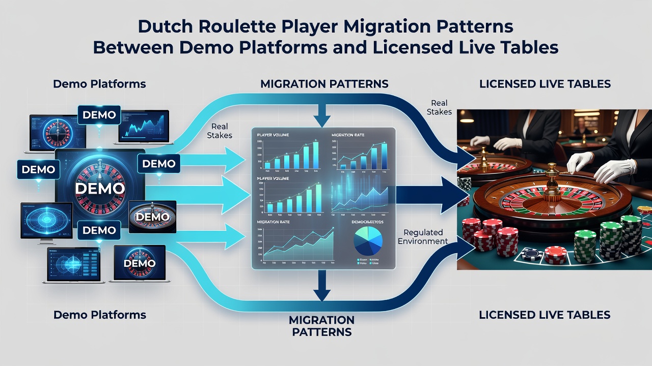 Grafiek die migratiepatronen illustreert van demo naar live roulette tafels onder Nederlandse spelers