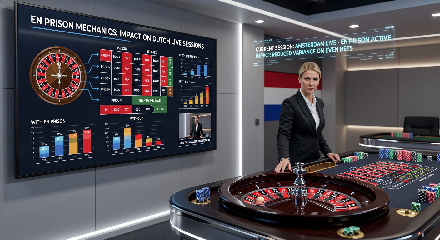 Live dealer roulette tafel met En Prison indicator en Nederlandse spelersinterface