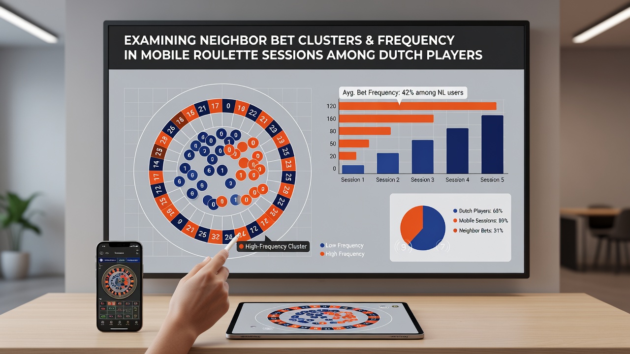 Grafiek die de frequentie van buurweddenschappen in mobiele roulette sessies illustreert