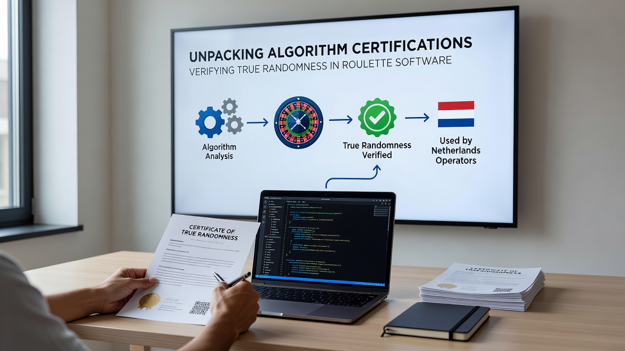 Diagram van statistische tests voor roulette RNG met voorbeelden van chi-kwadraat resultaten en auditrapporten