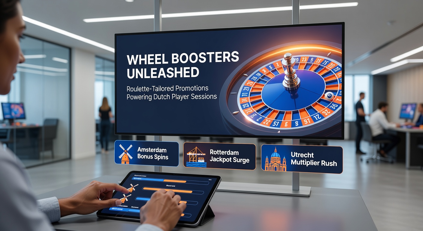 Speler activeert een wheel booster promotie aan een live roulette tafel op een Nederlands online casino platform, met bonussen en chips die exploderen